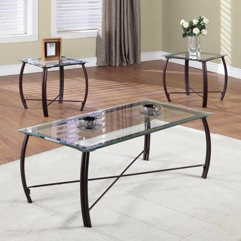 Living Room End Table Sets
 3 PIECE MODERN ELEGANCE GLASS METAL COFFEE & END TABLE SET