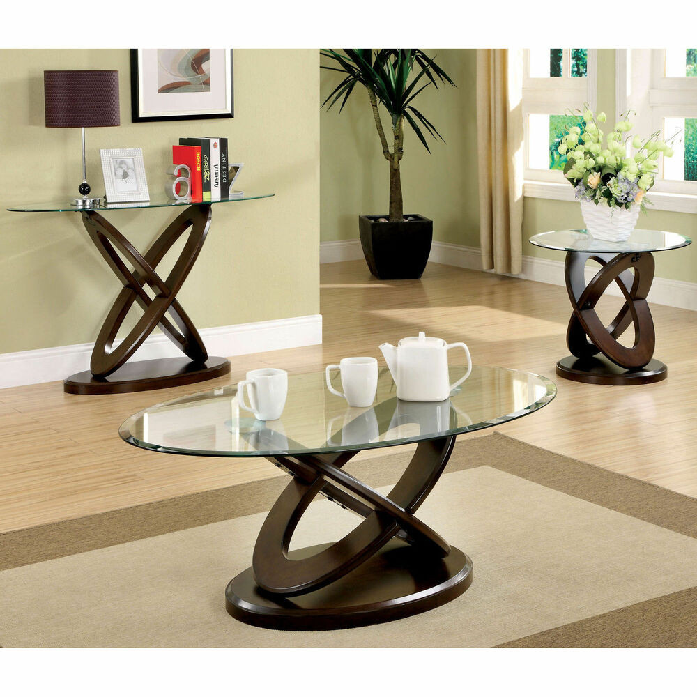 Living Room End Table Sets
 Furniture of America 3 Piece "Dark Walnut Accent Table Set