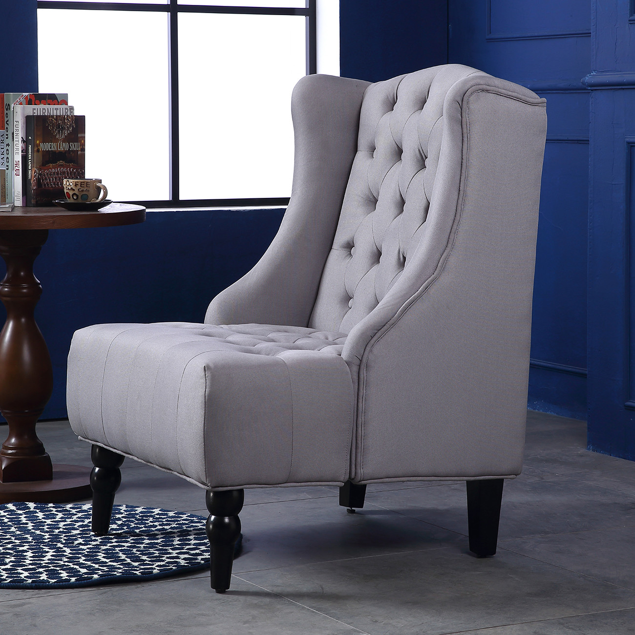 Living Room Furniture Chairs
 Wingback Accent Chair Tall High back Living Room Tufted