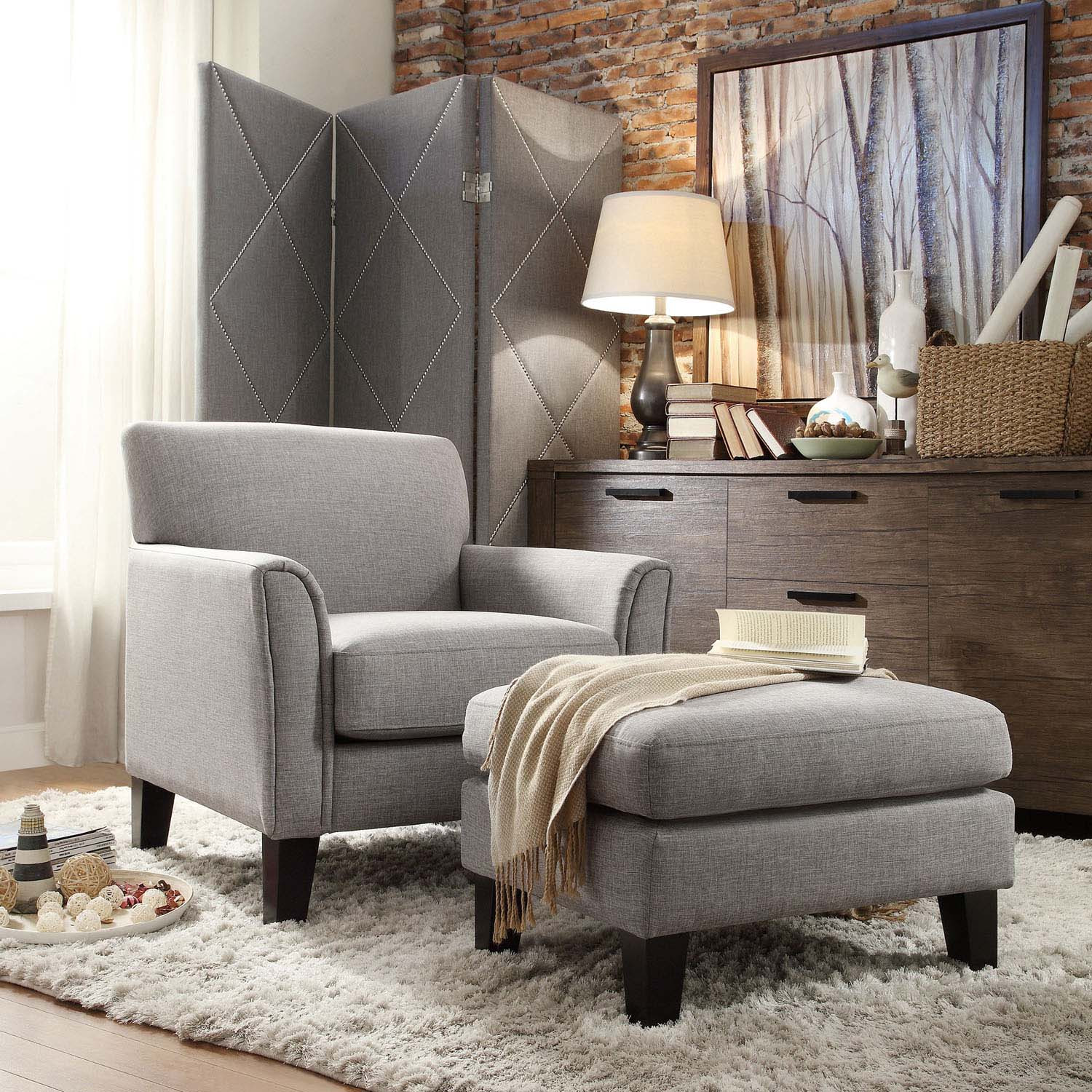 Living Room Furniture Chairs
 Oxford Creek Park Hill Arm Chair and Ottoman Set in Grey