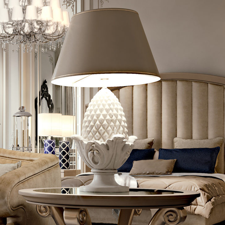 Living Room Lamp Table
 Amazing Engraved White Wooden Table Lamp For Elegant
