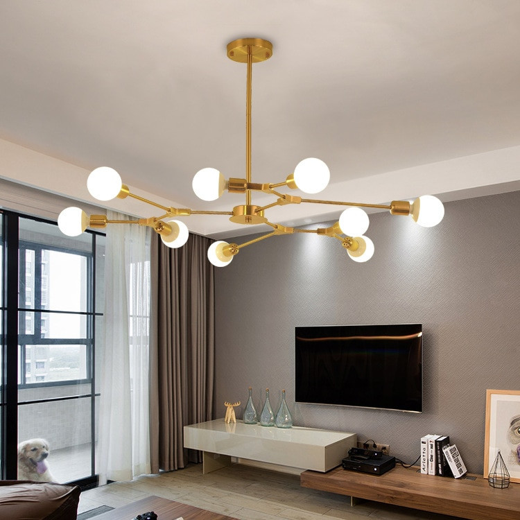 Living Room Lighting Fixtures
 Modern Art Tree Branch Pendant Lamp Black Gold Suspension