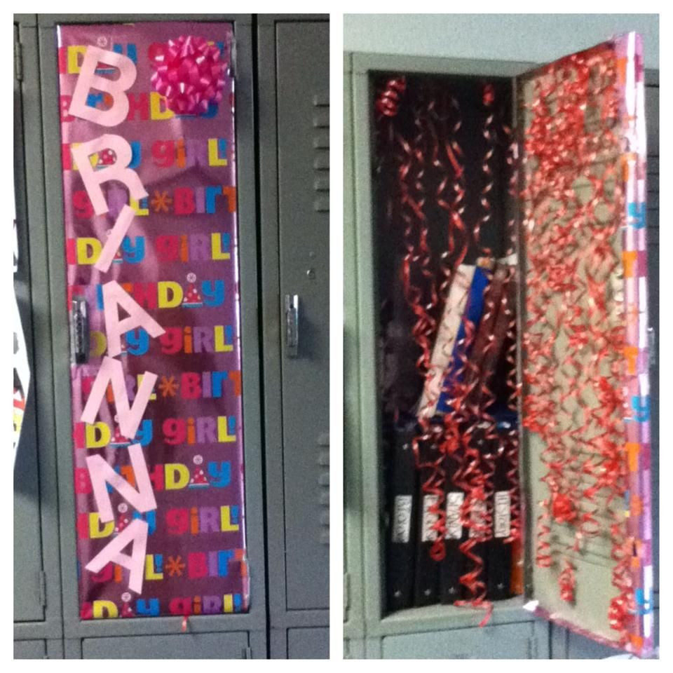 Locker Birthday Decorations
 Decorated my friend Brianna s locker for her birthday