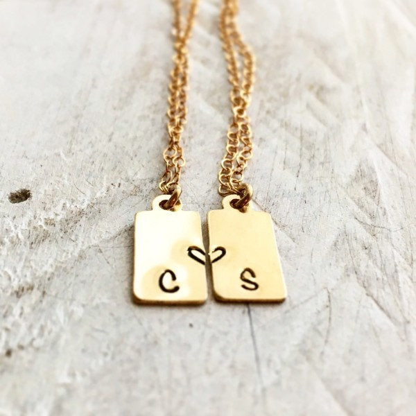 Long Distance Friendship Necklace
 Best Friend Necklace For 2 Matching Necklaces Initial