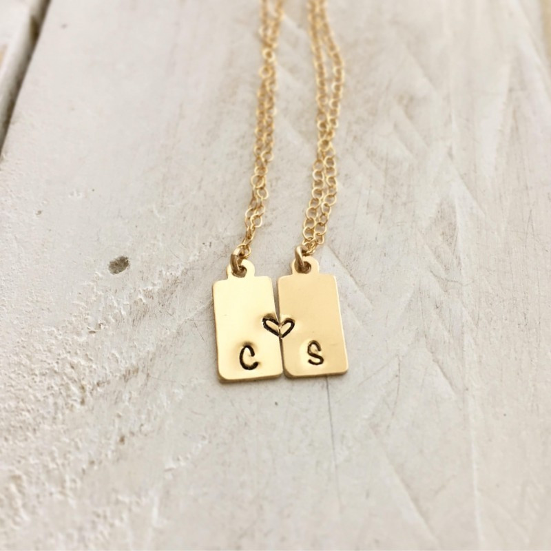 Long Distance Friendship Necklace
 Best Friend Necklace For 2 Matching Necklaces Initial