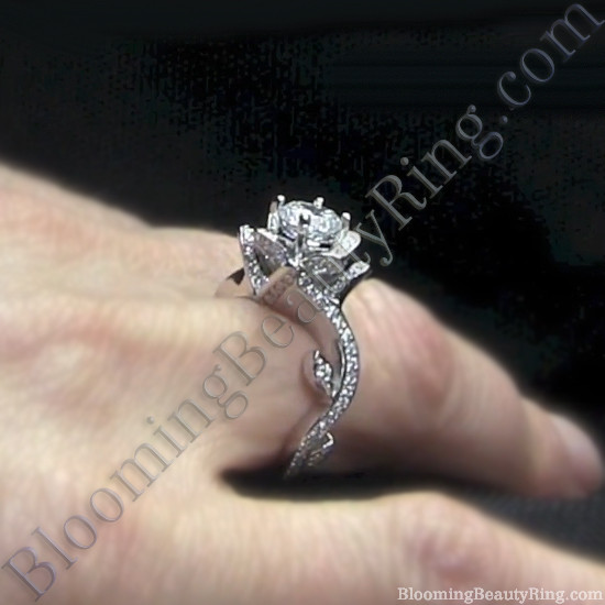 Lotus Wedding Ring
 The Lotus Swan 1ct Diamond Engagement Flower Ring