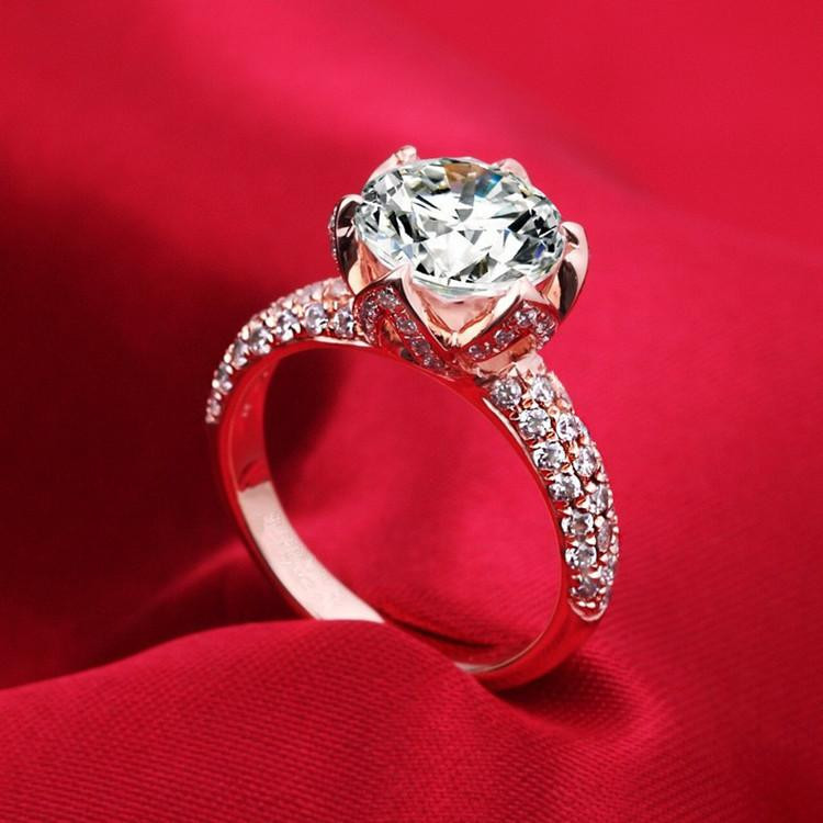 Lotus Wedding Ring
 Luxury 3 Carat Petals Halo Lotus Shaped Ring Sona Nscd