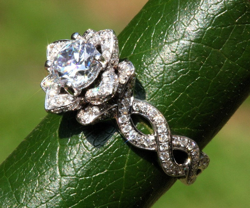 Lotus Wedding Ring
 EVER BLOOMING LOVE Diamond Engagement Rose Lotus Flower Ring