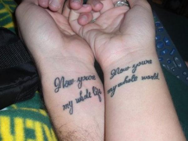 Love Quote Tattoos For Couples
 Couple Tattoos Quotes QuotesGram