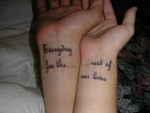 Love Quote Tattoos For Couples
 Top 74 Couple Tattoos for Love Birds