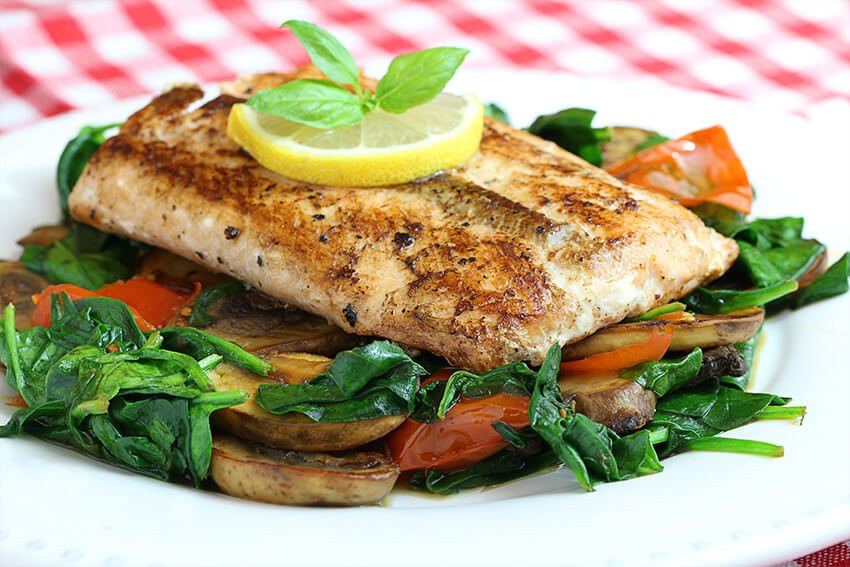 Low Carb Salmon Recipes
 Pan Seared Salmon with Sauteed Spinach & Mushrooms