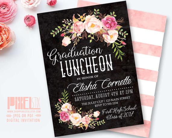 Lunch Ideas For Graduation Party
 Items similar to Boho Graduation Luncheon Invitation