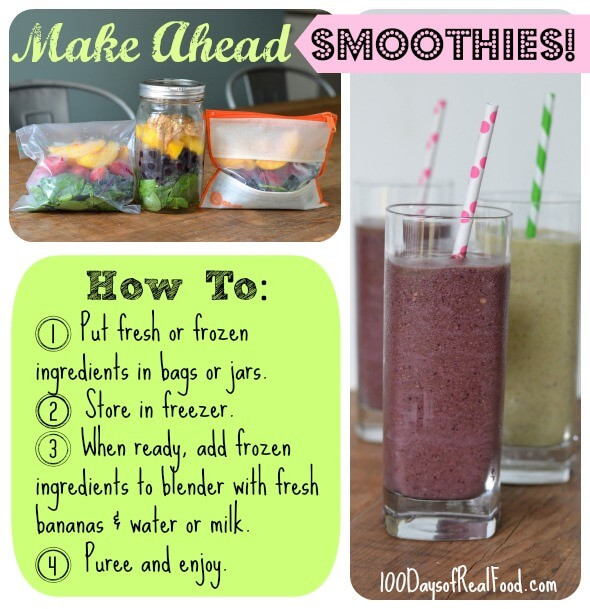 Make Ahead Smoothie Recipes
 Make Ahead Smoothies 2 Ways 100 Days of Real Food