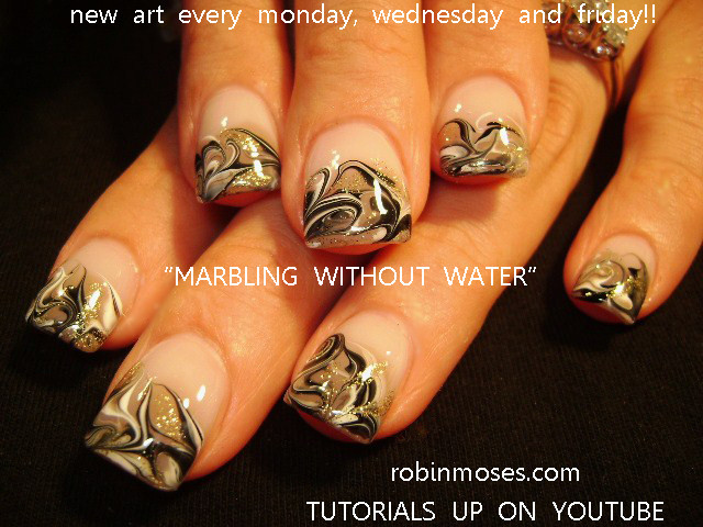 Marble Nail Art Without Water
 Robin Moses Nail Art August 2011