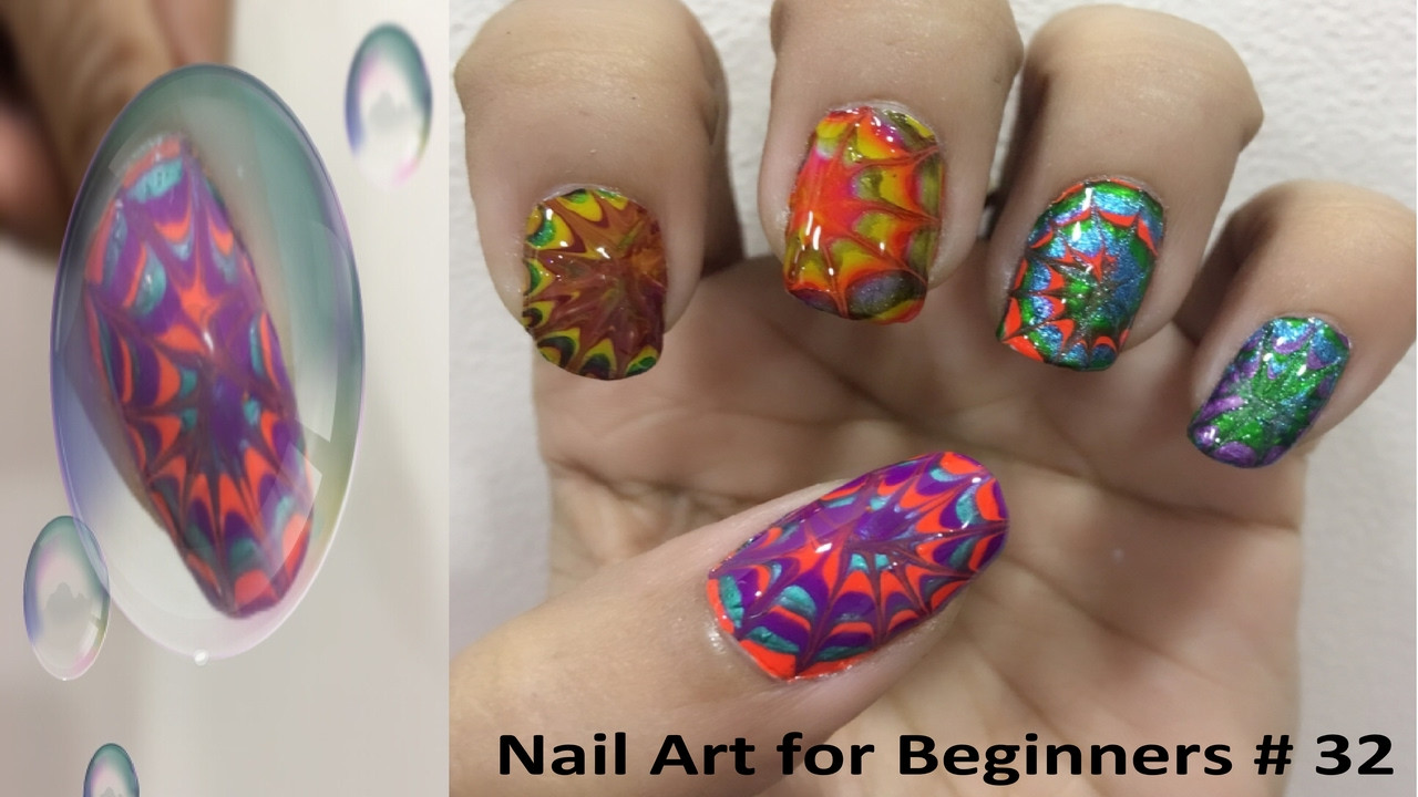 Marble Nail Art Without Water
 Nail Art for Beginners 32
