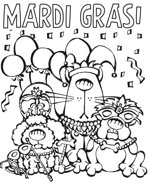 Mardi Gras Coloring Pages Free Printable
 Cartoon Characters Parade on Mardi Gras Coloring Page