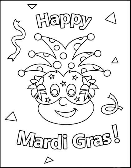 Mardi Gras Coloring Pages Free Printable
 Happy Mardi Gras Coloring Page For Kids