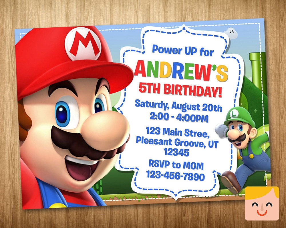 Mario Birthday Invitations
 Super Mario Invitation Super Mario Birthday by MrHappyInvites