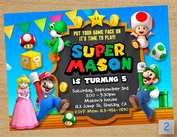 Mario Birthday Invitations
 Super Mario Printable Super Mario Party Mario Chalkboard