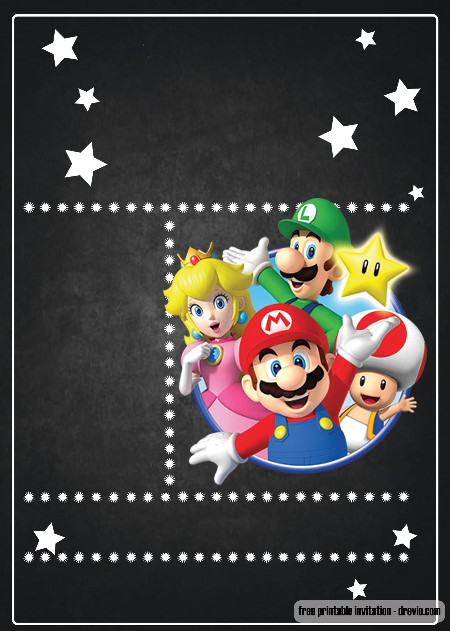 Mario Birthday Invitations
 FREE Super Mario Chalkboard Invitation Template – FREE