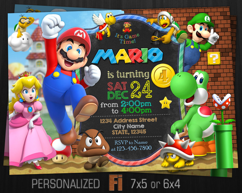 Mario Birthday Invitations
 Super Mario Invitation Super Mario Birthday Party