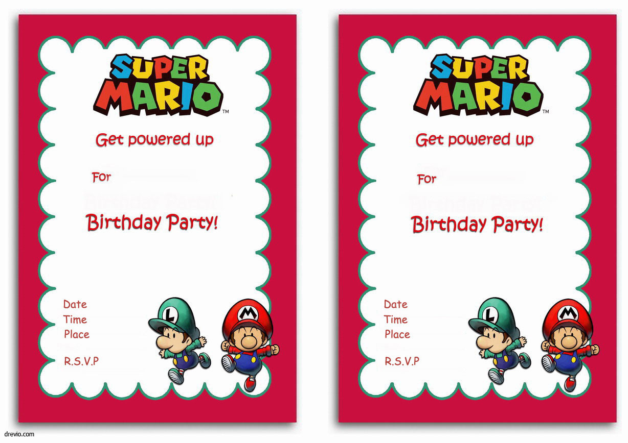 Mario Birthday Invitations
 Free Printable Super Mario Bros Invitation Template — FREE