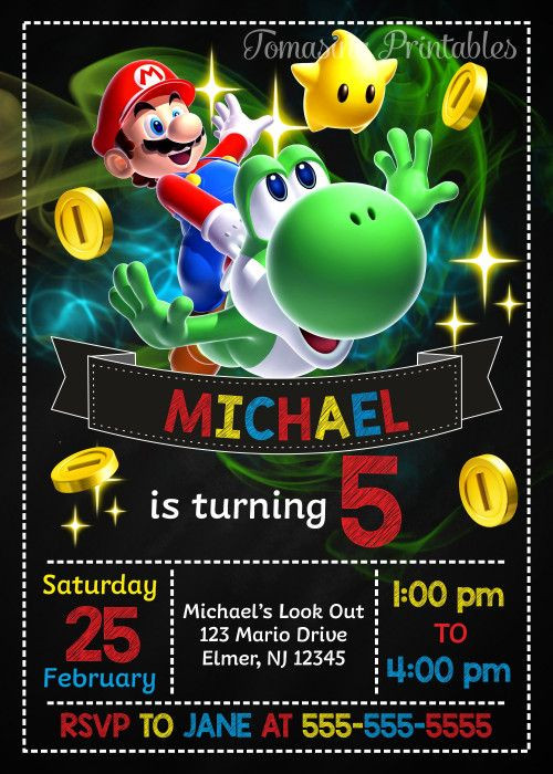 Mario Birthday Invitations
 Super Mario Birthday Invitation Mario Invite Super Mario
