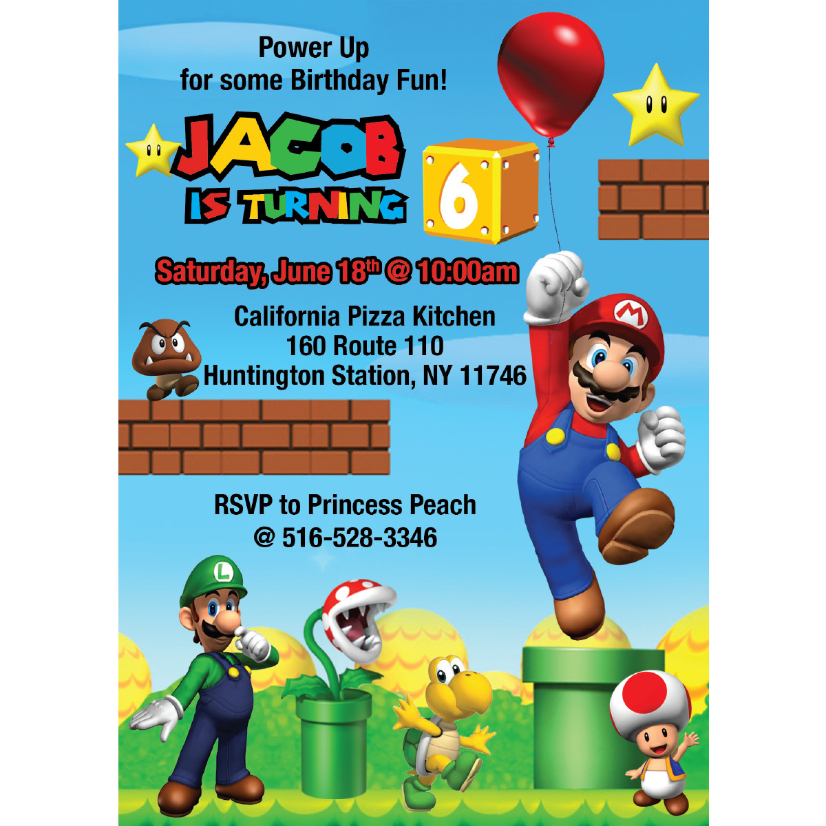 Mario Birthday Invitations
 Super Mario Bros Birthday Invitation – Blackline