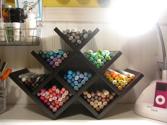 Marker Organizer DIY
 My Copic Storage Scrapbook Store your markers