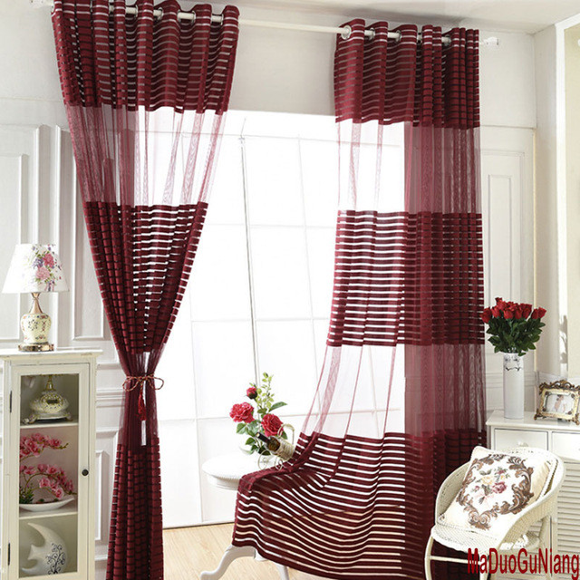 Maroon Curtains For Living Room
 Aliexpress Buy modern style Striped design sheer