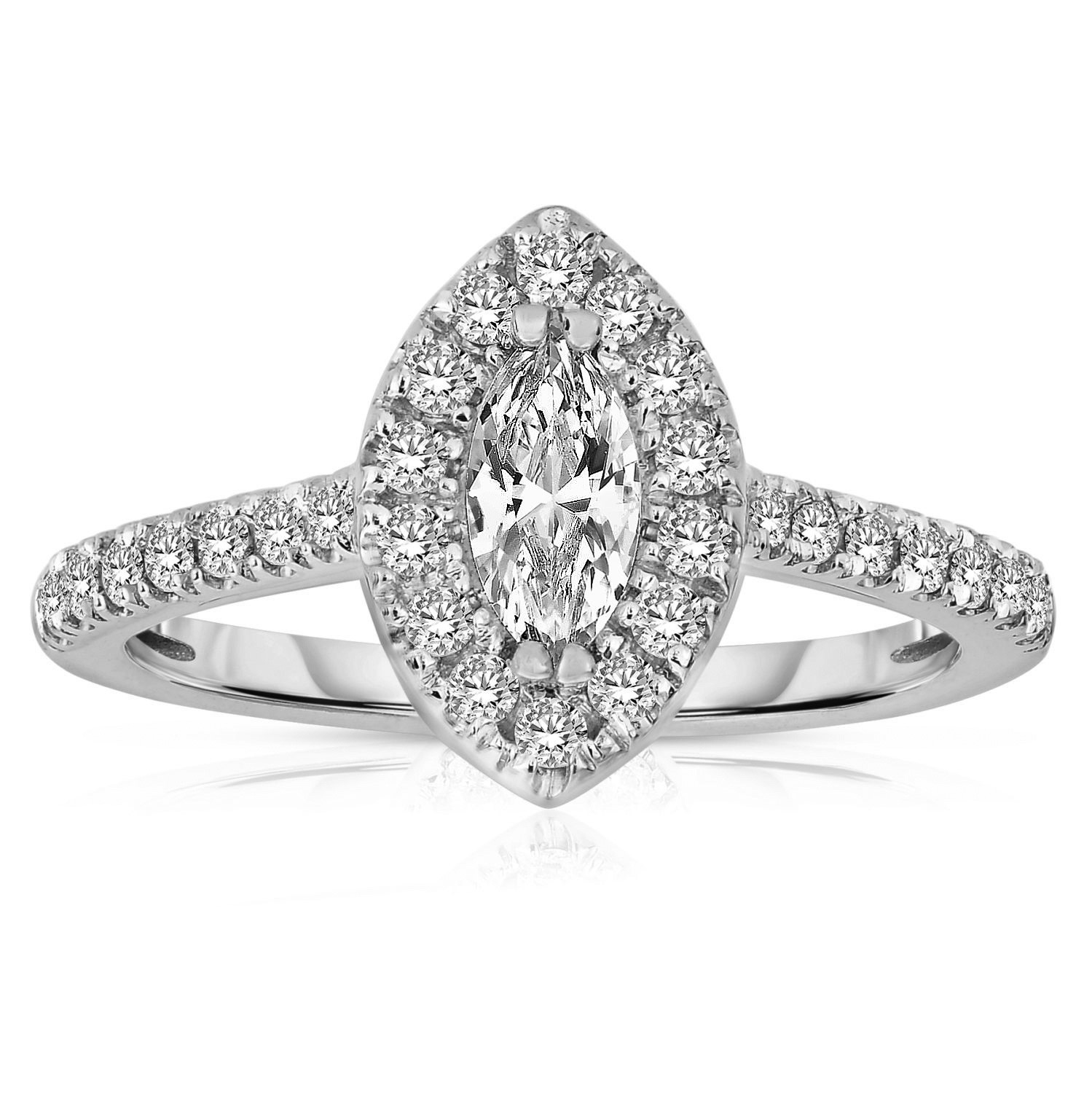 Marquise Diamond Rings
 Half Carat Marquise cut Halo Diamond Engagement Ring in