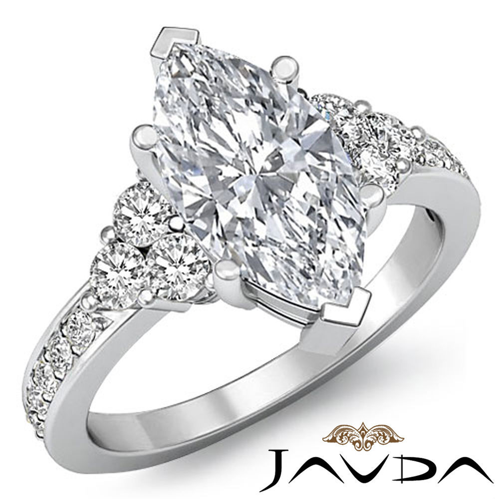 Marquise Diamond Rings
 Marquise Cut Diamond 3 Stone Engagement Ring GIA I SI1 14k