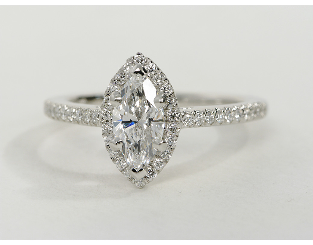 Marquise Diamond Rings
 Marquise Cut Halo Diamond Engagement Ring in Platinum