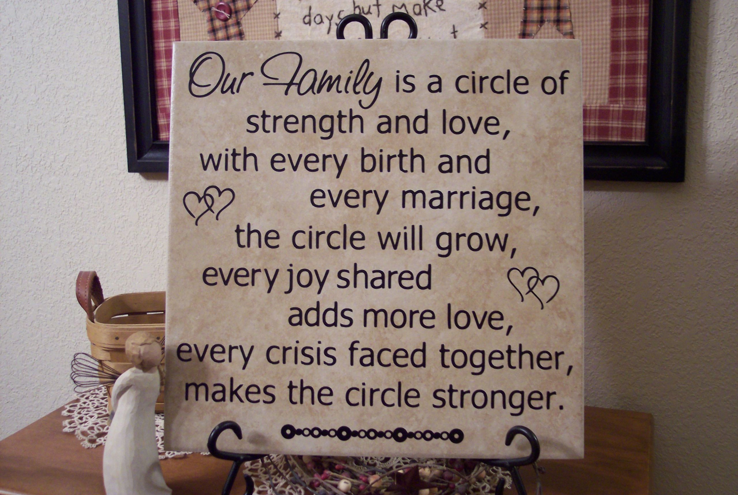 Marriage Strength Quotes
 Our Family is a circle of strength and love with every