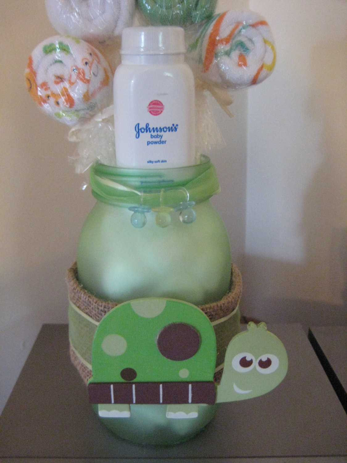 Mason Jar Gift Ideas For Baby Shower
 Baby Shower Turtle Mason Jar Safari Centerpiece Washcloth