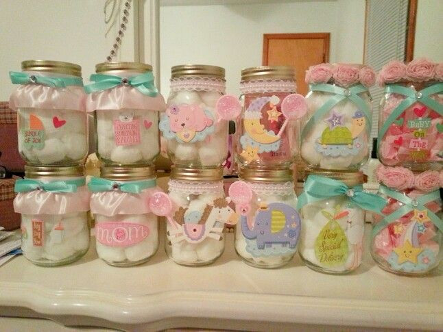 Mason Jar Gift Ideas For Baby Shower
 Mason jars decorated for a baby shower