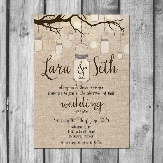 Mason Jar Wedding Invites
 Hanging Mason Jar Wedding Invitation Set