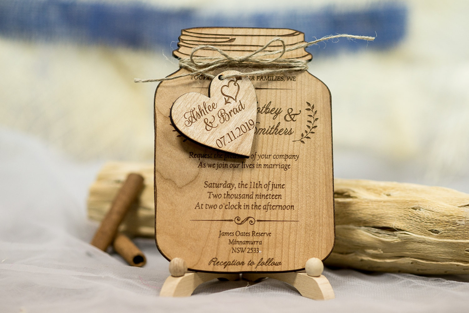 Mason Jar Wedding Invites
 Real Wood Wedding Invitation Mason Jar Mason Jar Wedding