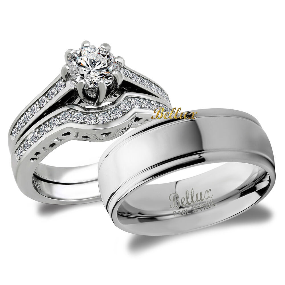 Matching Wedding Band Sets For His And Her
 His and Hers Bridal Matching Wedding Ring Set