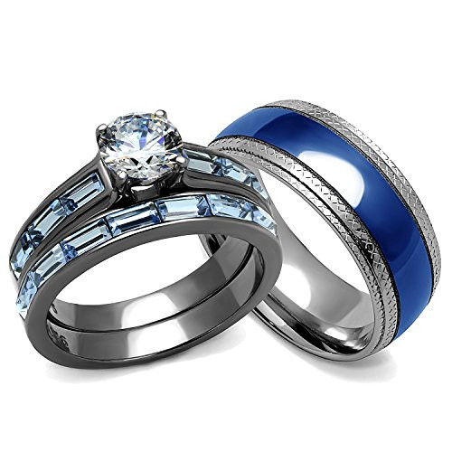 Matching Wedding Band Sets For His And Her
 His and Hers Wedding Rings Set Women s 3 24 Carats