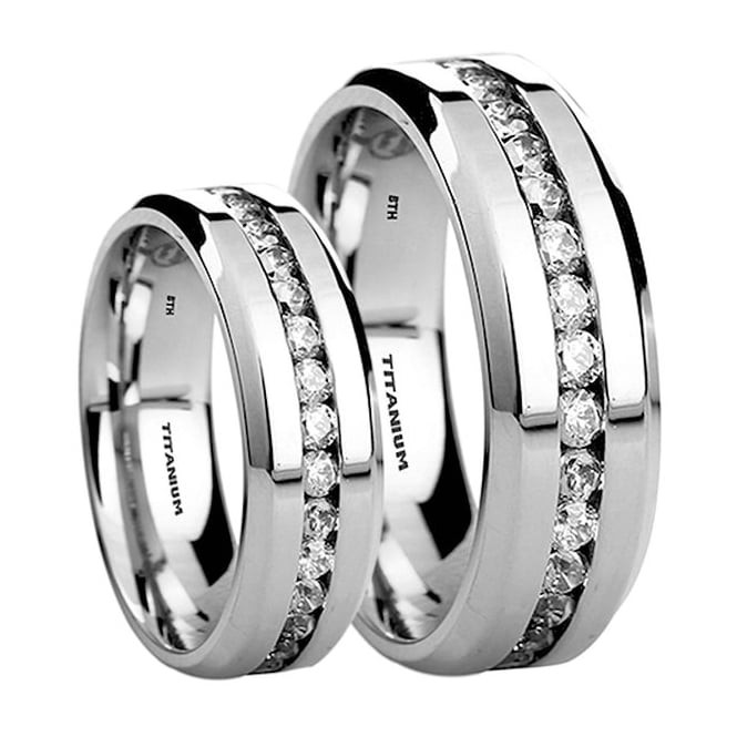 Matching Wedding Band Sets For His And Her
 His And Hers 6mm 8mm Created Diamonds Titanium Wedding