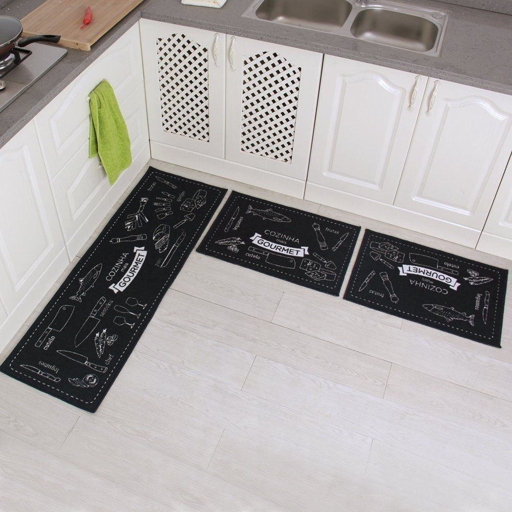 Mats For Kitchen Floor
 Carvapet 3 Piece Non Slip Kitchen Mat Rubber Backing