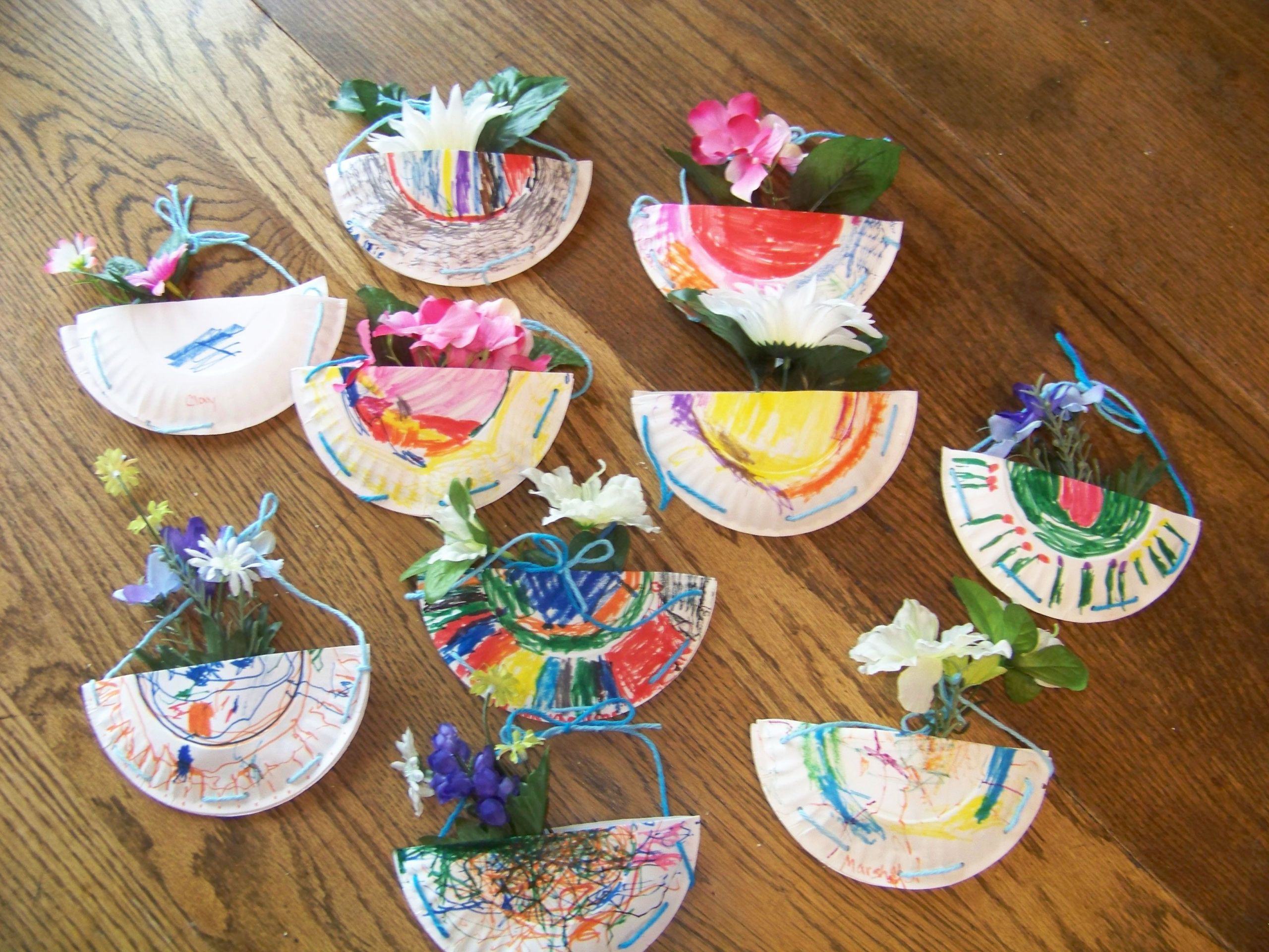 May Crafts For Preschoolers
 May Day Flower baskets kids craft paper plate markers