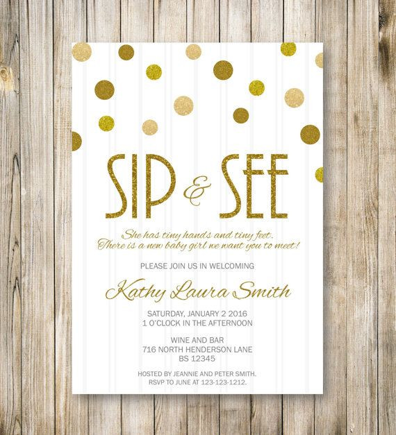 Meet The Baby Party Ideas
 Gold Glitters SIP and SEE Invitation Gold Sip & by