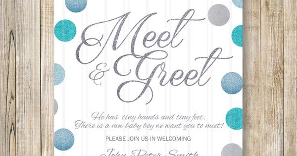 Meet The Baby Party Ideas
 MEET and GREET Invitation Silver Blue Glitters Meet the