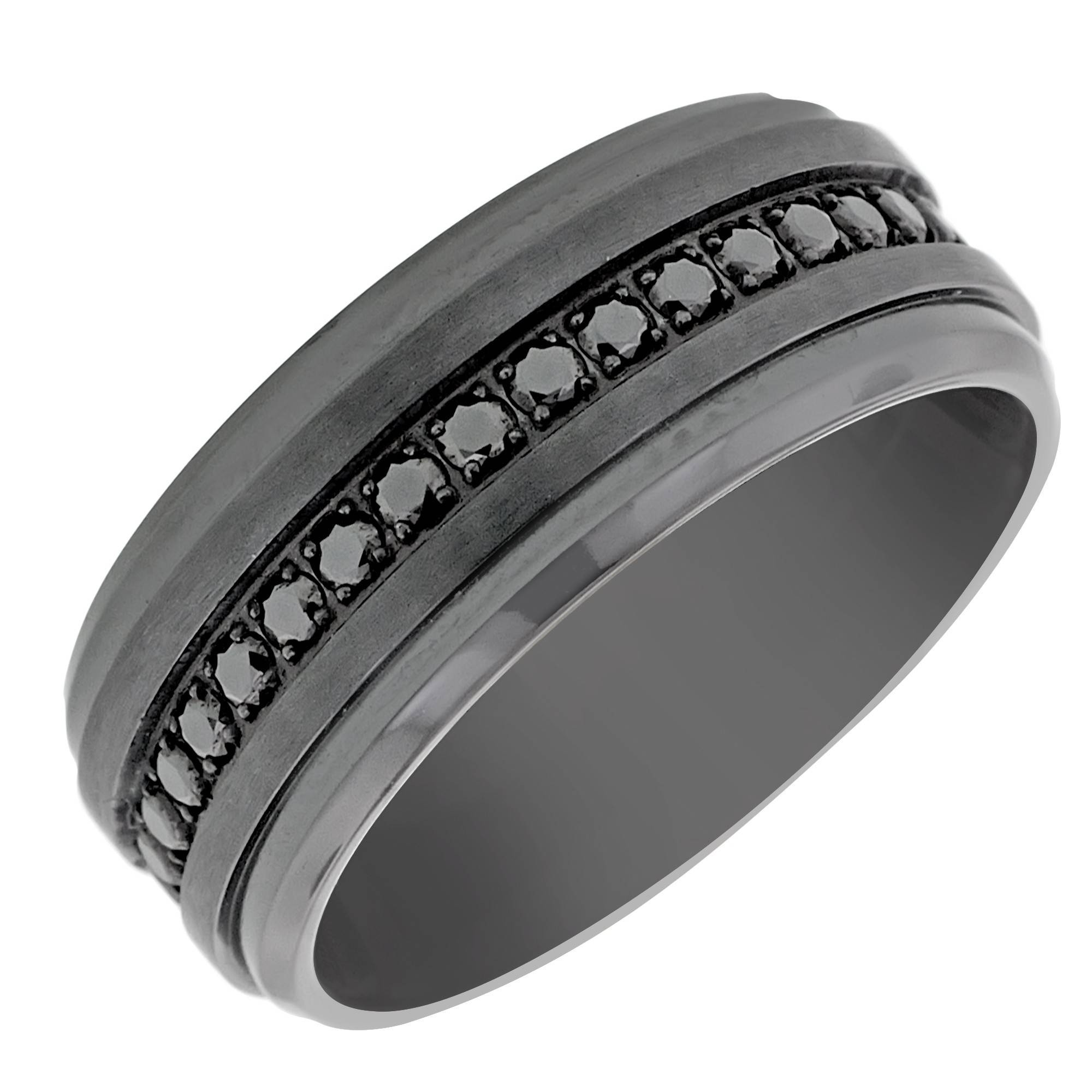 mens wedding bands titanium with black diamonds
