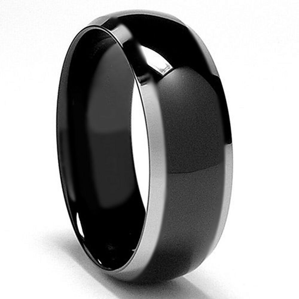 Mens Black Titanium Wedding Rings
 Mens BLACK TITANIUM CARBON Polished Engagement Wedding