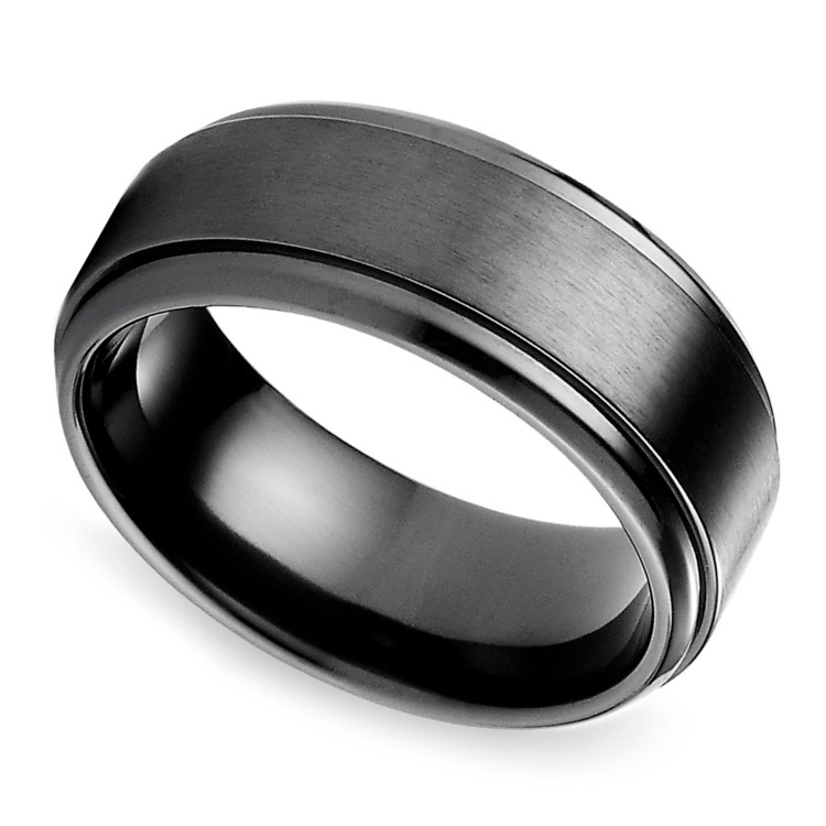 Mens Black Titanium Wedding Rings
 Step Edge Men s Wedding Ring in Black Titanium