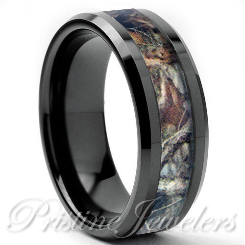 Mens Camo Wedding Rings
 Tungsten Real Oak Forest Camo Ring Brown Mossy Tree