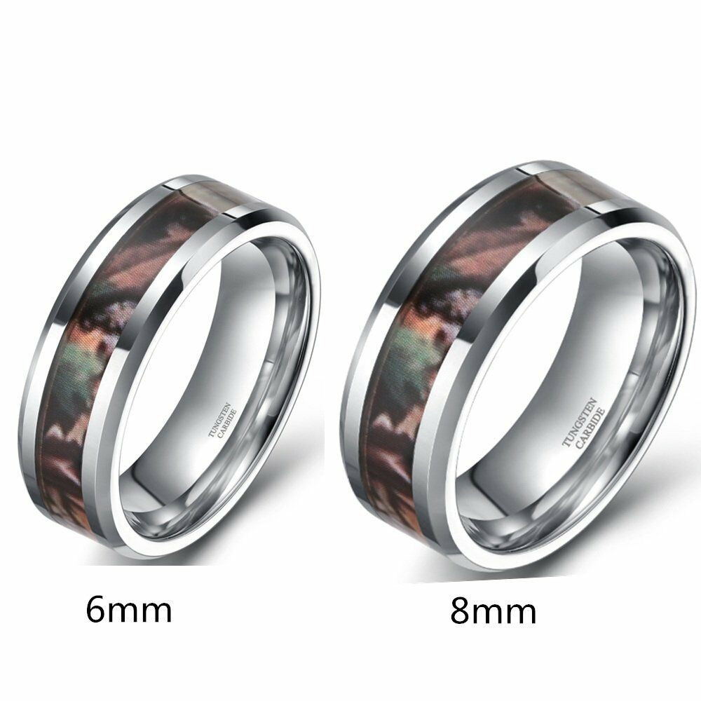 Mens Camo Wedding Rings
 Tungsten Ring Mens Women s Forest Real Tree Camouflage
